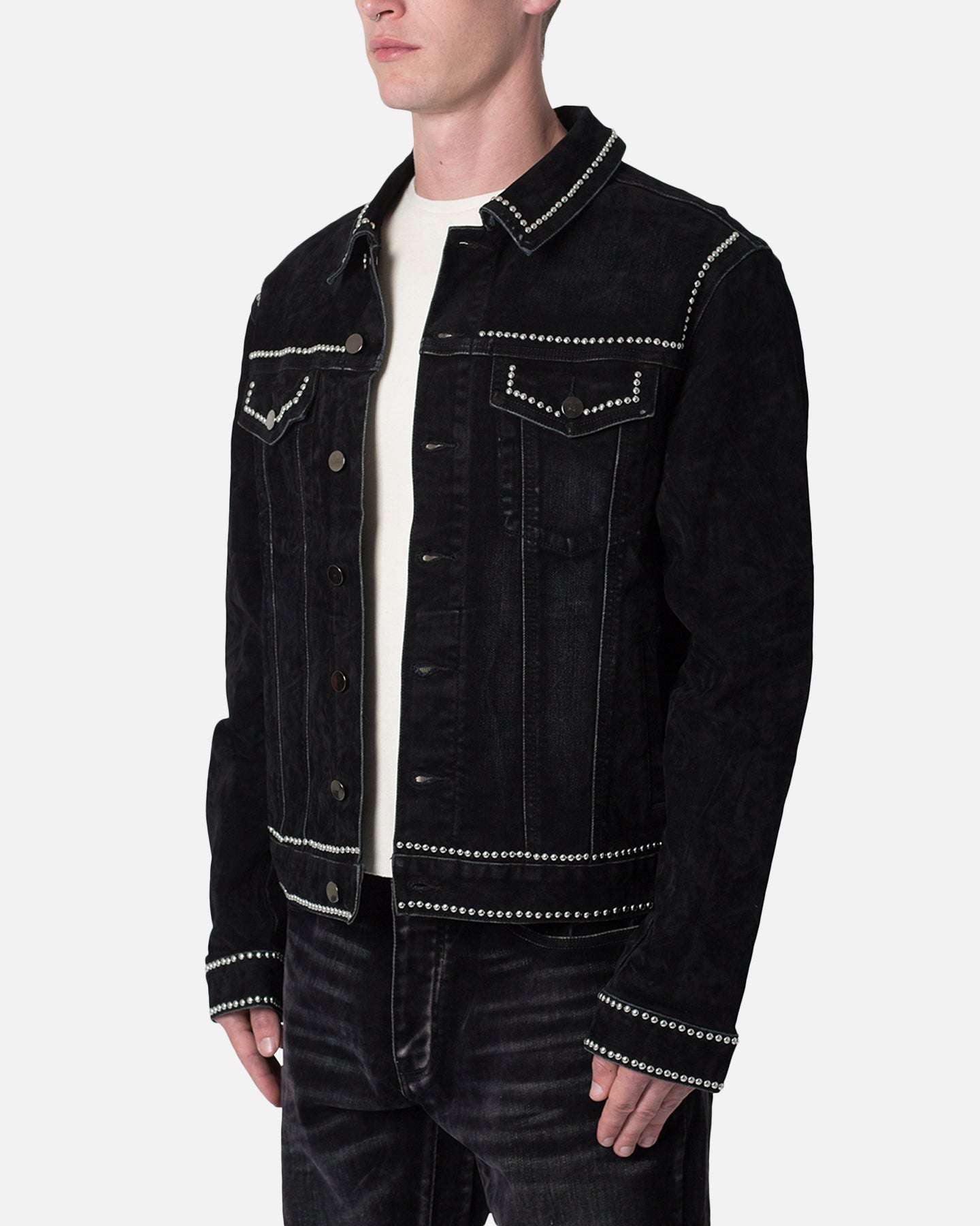 MNML Studded Suede Denim Jacket Black | Culture Kings US