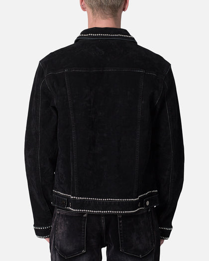 MNML Studded Suede Denim Jacket Black