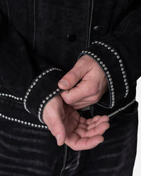 MNML Studded Suede Denim Jacket Black
