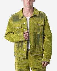 MNML Studded Suede Denim Jacket Green