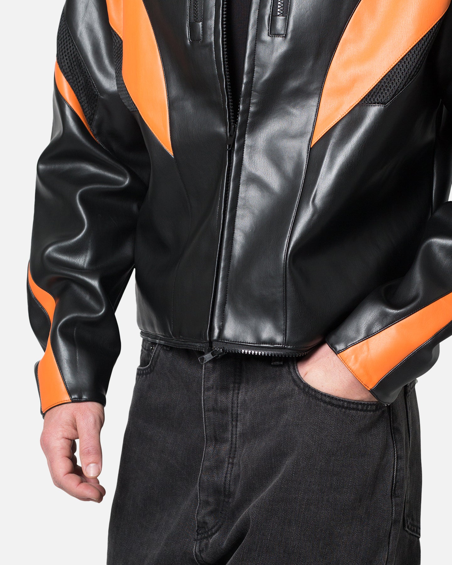 TEAM ORANGE Black edition MA-1 Mサイズ MNML Cropped Leather Race Jacket Black/Orange | Culture Kings US