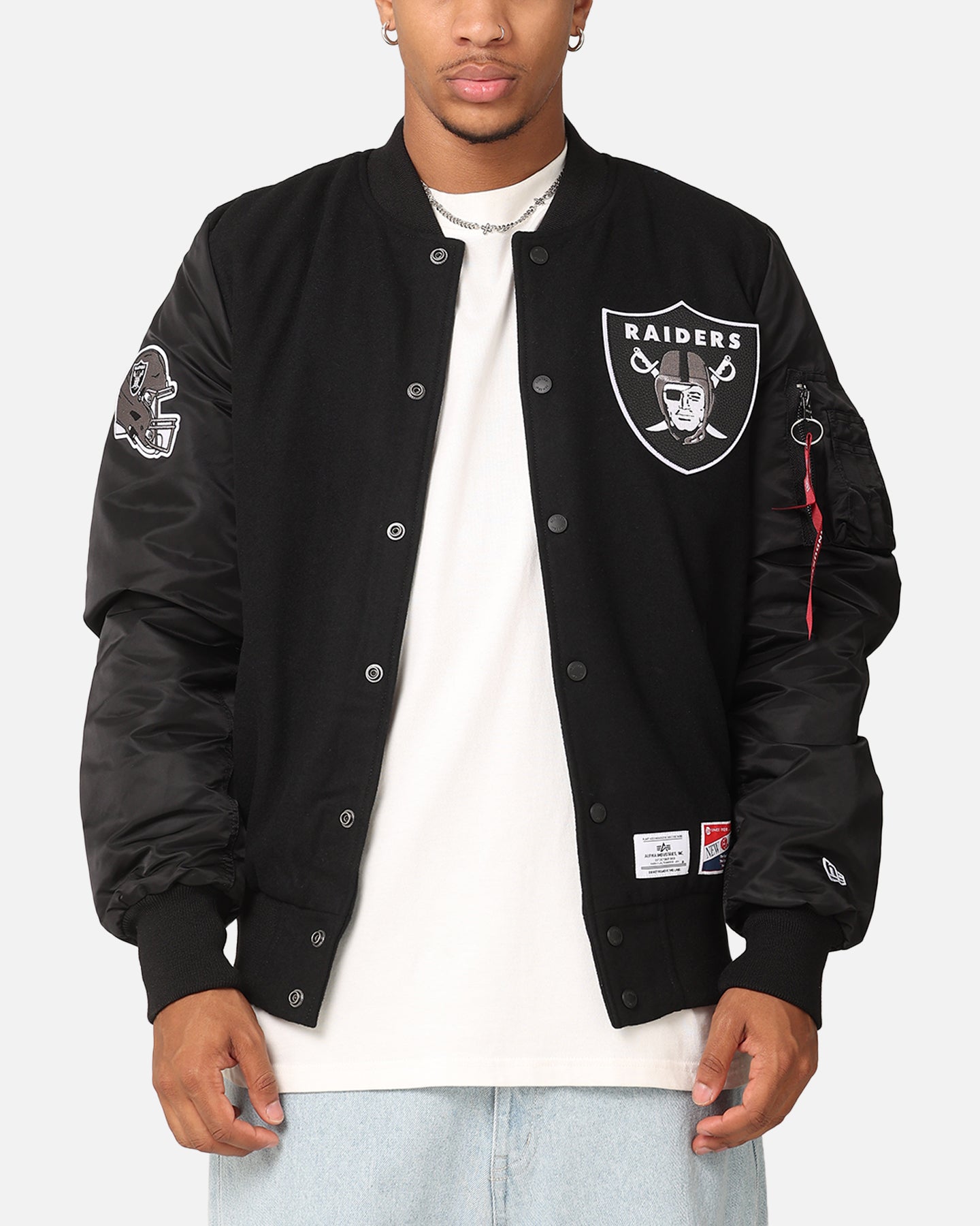 ジャケット・アウター cvtvlist RUBBER LOGO RIDER'S MA-1 New Era Las Vegas Raiders Alpha Industries MA-1 Wool Varsity