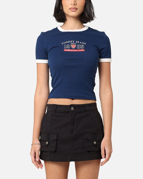 Tommy Jeans Women's TJW Archive Games Ringer T-Shirt Twilight Indigo