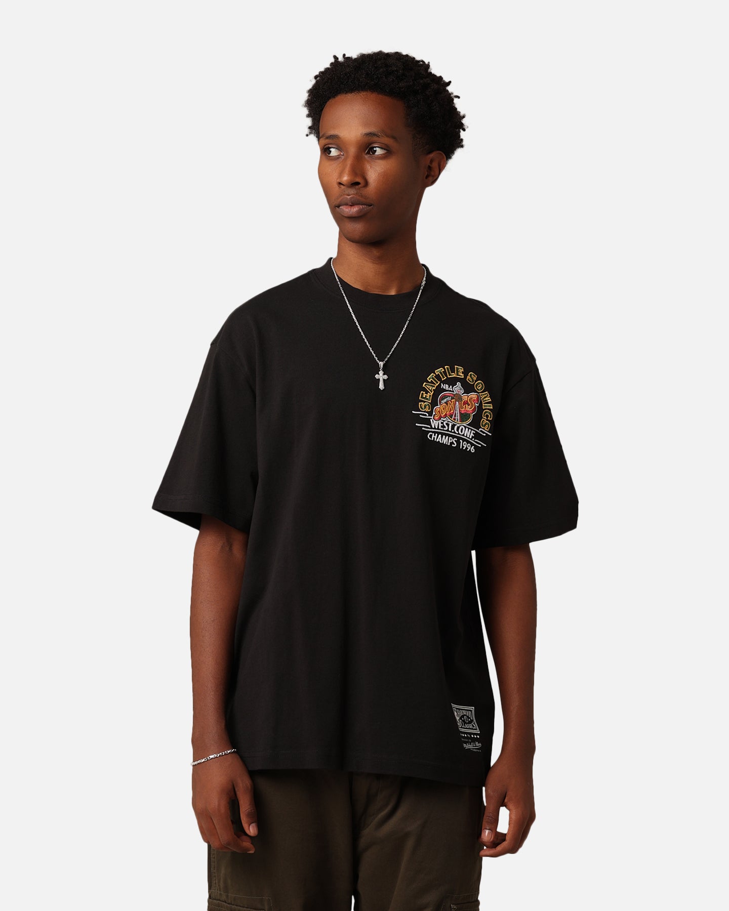 Mitchell & Ness Seattle Sonics Arch T-Shirt Faded Black | Culture