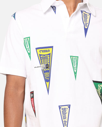 Students Golf Harris Pique Short Sleeve Polo Shirt White