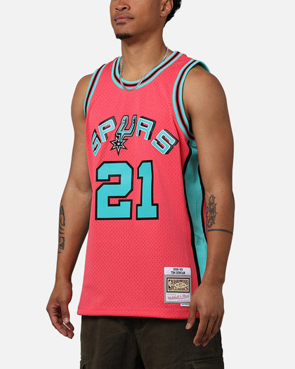 Mitchell & Ness San Antonio Spurs Tim Duncan 'Spurs 2014 Champs' '98-99 Swingman Jersey Pink