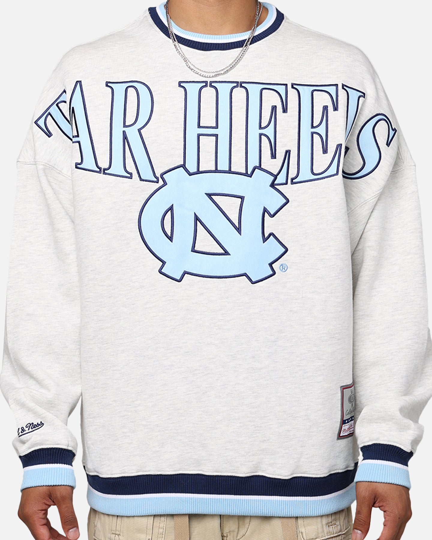 Mitchell & Ness North Carolina Tar Heels Shooting Crewneck Silver