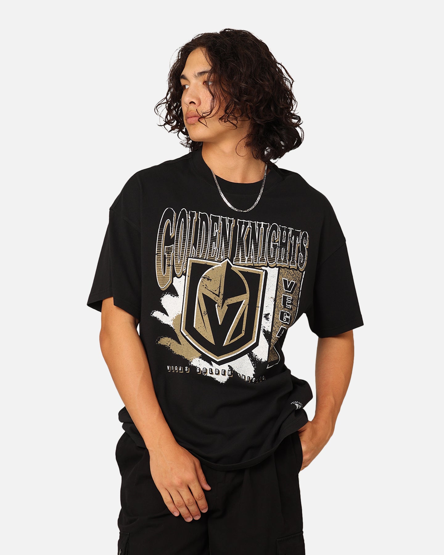 Mitchell & Ness Vegas Golden Knights Brush Off T-Shirt Faded Black