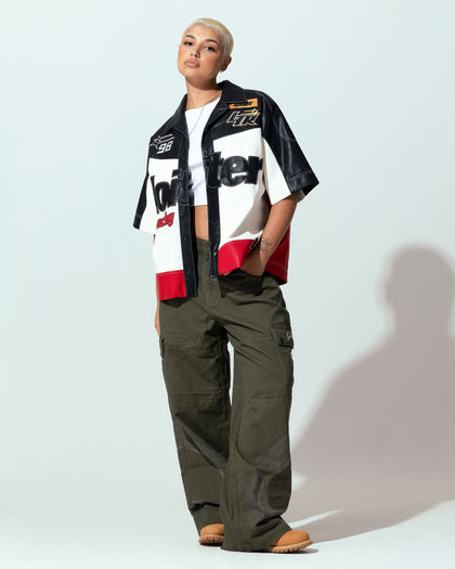 Loiter Racer Button Up Shirt Black/Red