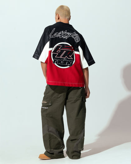 Loiter Racer Button Up Shirt Black/Red
