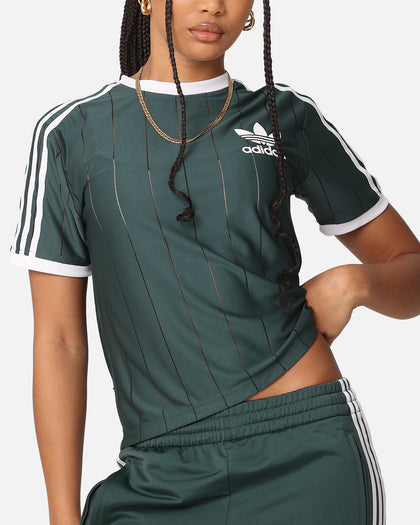 Adidas Women's 3-Stripes Pinstripe T-Shirt Mineral Green