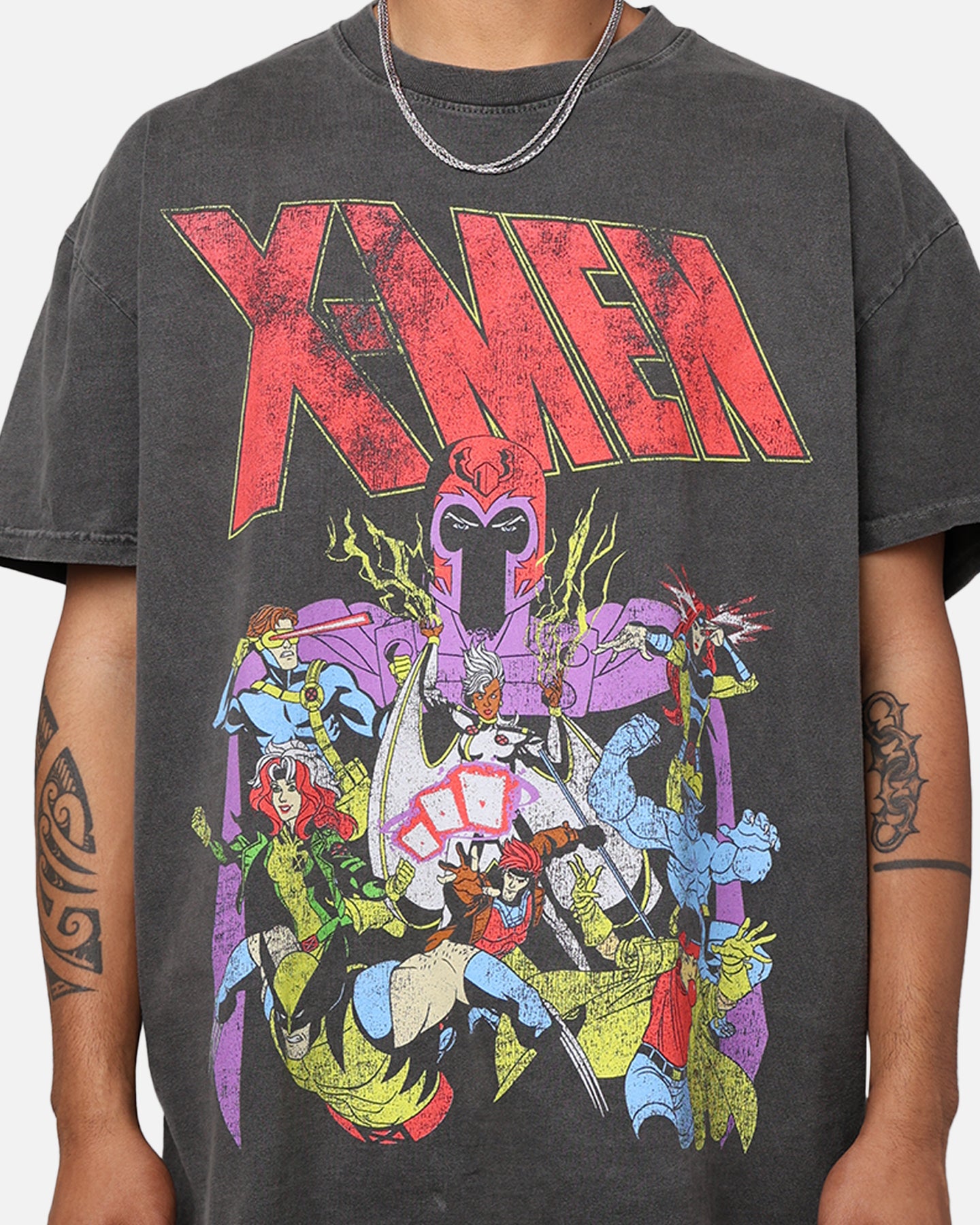 Marvel X-Men The X-Men Heavyweight Vintage T-Shirt Washed Black