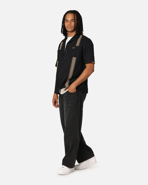 Fred Perry Tape Detail Revere Collared Shirt Black