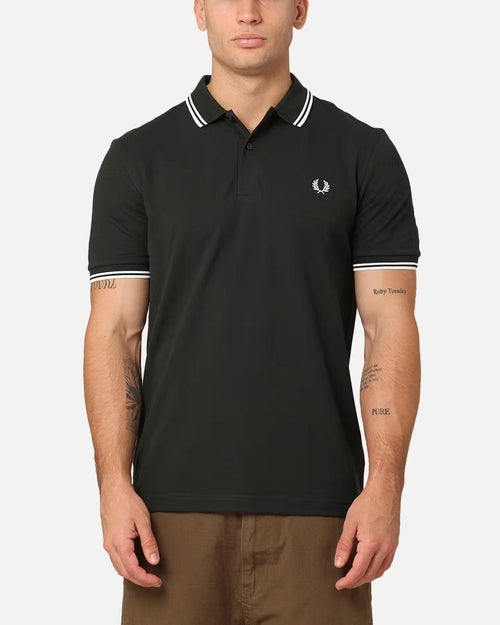 Fred Perry Twin Tipped Polo Shirt Night Green/Snow White