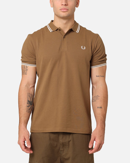 Fred Perry Twin Tipped Polo Shirt Shade Stone/White
