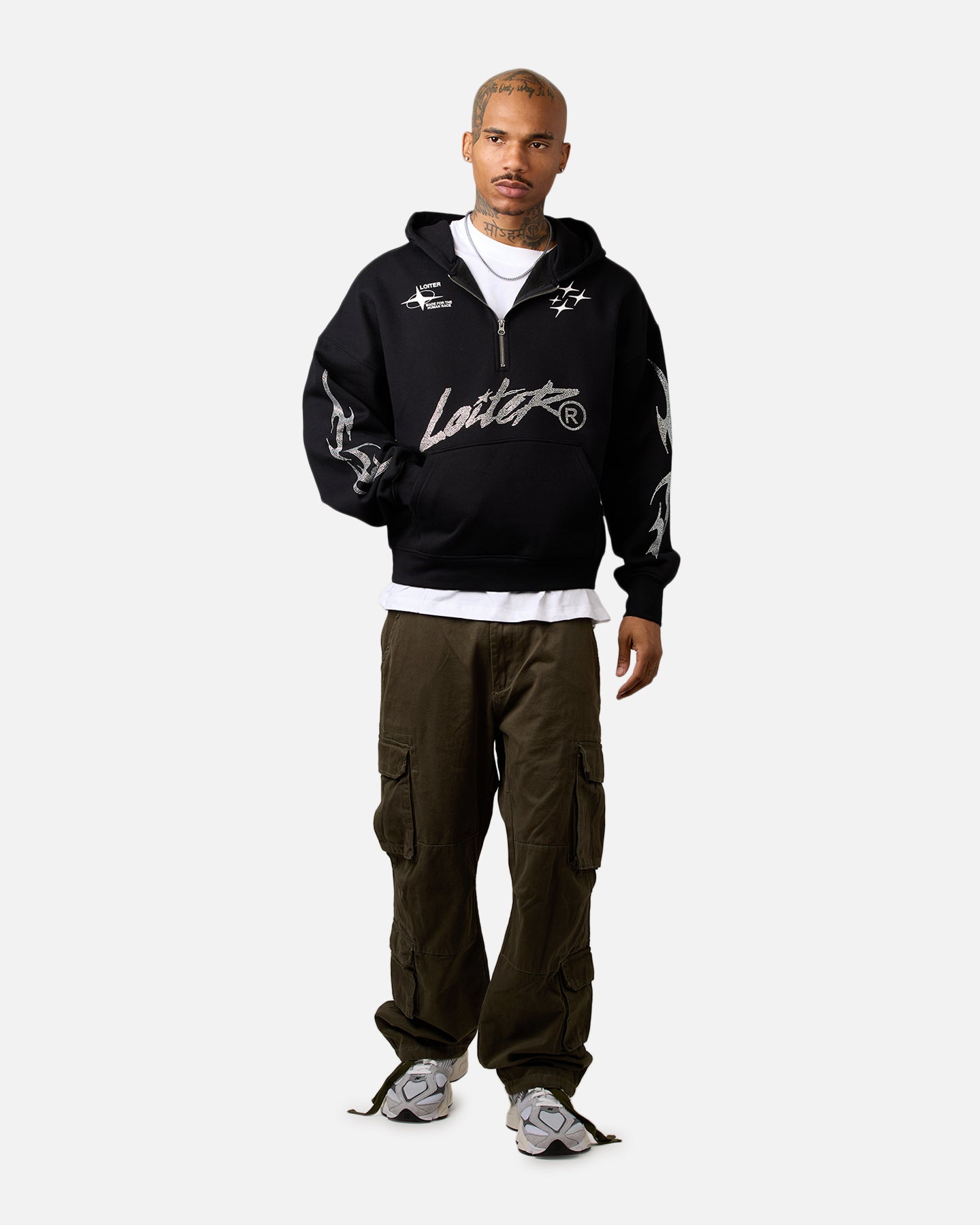 Loiter Rave Rhinestone Hoodie Black | Culture Kings US