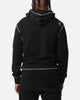 Felt Contrast Stitched Full Zip Hoodie Black