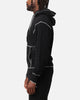 Felt Contrast Stitched Full Zip Hoodie Black