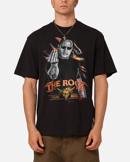 Mitchell & Ness X WWE Dwayne "The Rock" Johnson Team Bring It T-Shirt Overdyed Black