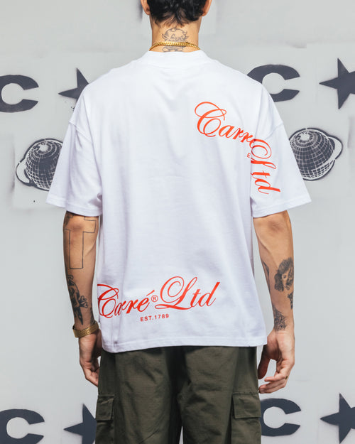 Carre Side Script Oversized T-Shirt White/Red