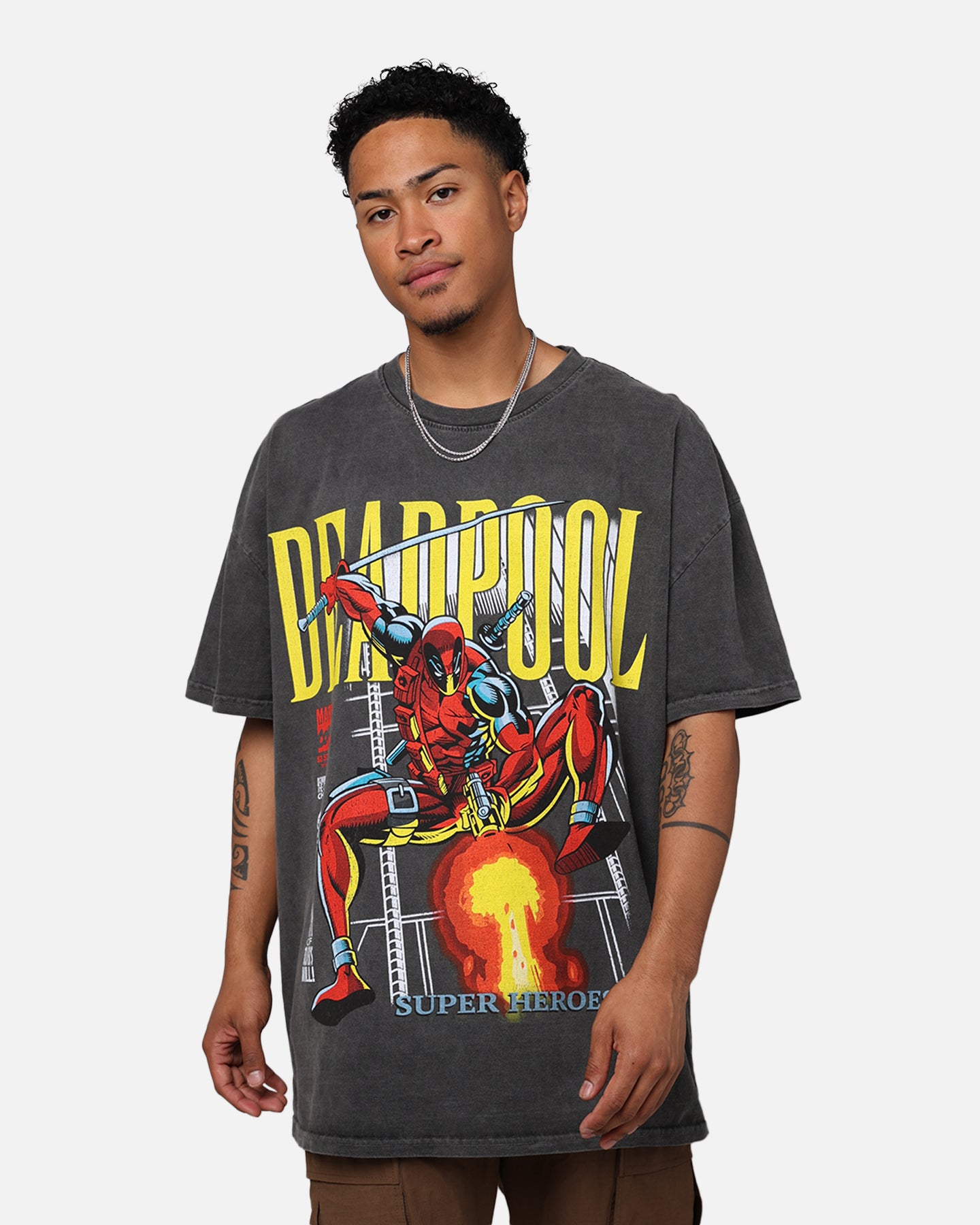 Marvel Deadpool Comic Heavyweight T-Shirt Black Wash | Culture