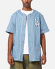 Majestic Athletic Los Angeles Dodgers Denim Button Up Shirt Washed Blue Denim