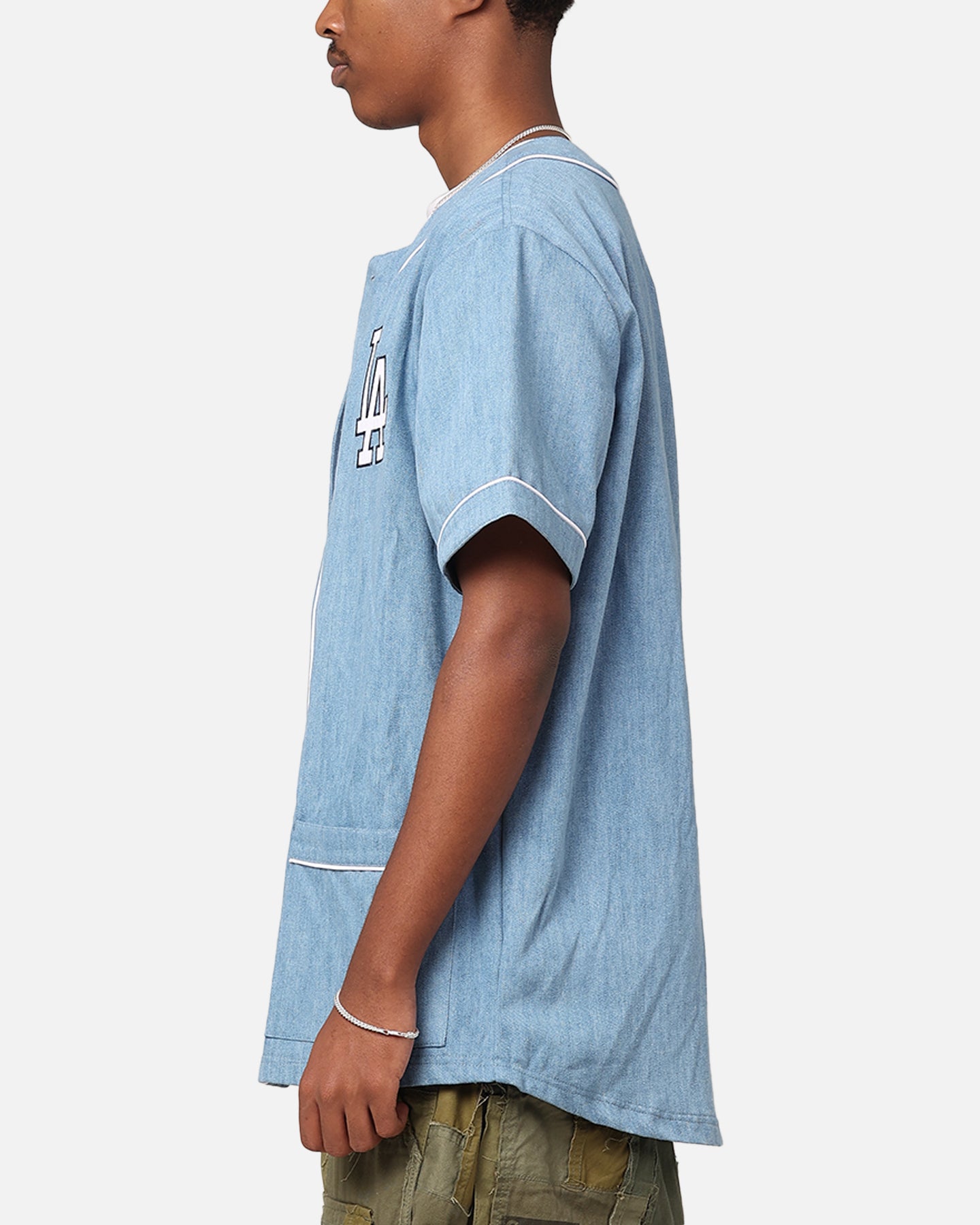 Majestic Athletic Los Angeles Dodgers Denim Button Up Shirt Washed