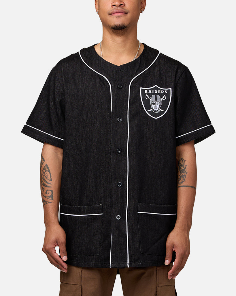 Majestic Athletic Las Vegas Raiders Denim Button Up Shirt Washed