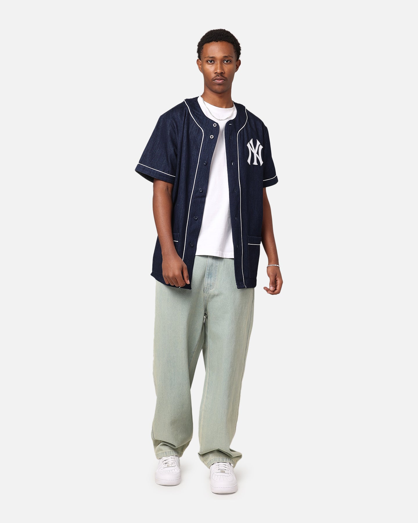 Majestic Athletic New York Yankees Denim Button Up Shirt