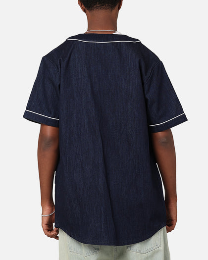 Majestic Athletic New York Yankees Denim Button Up Shirt Washed Navy Denim