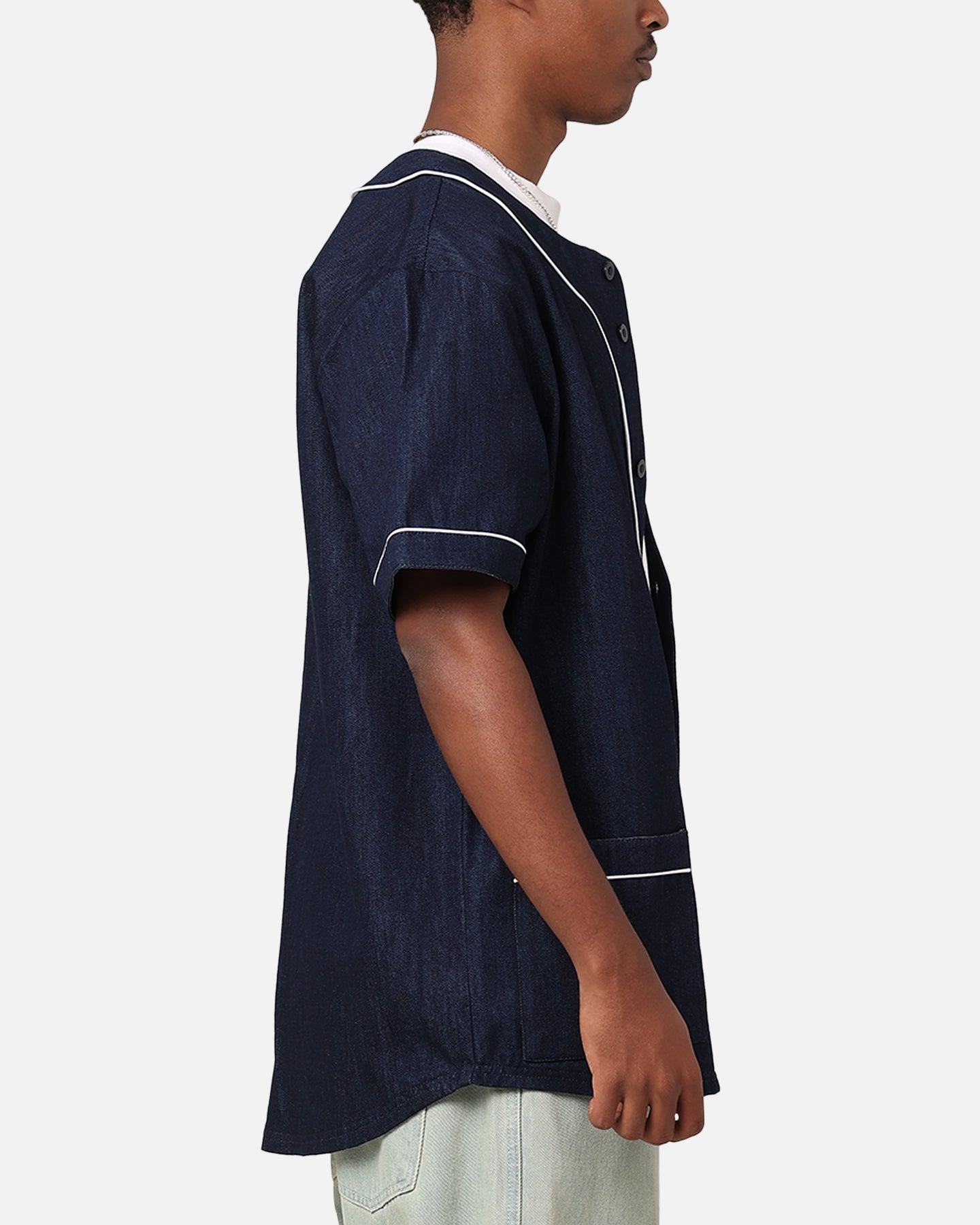 Majestic Athletic New York Yankees Denim Button Up Shirt Washed