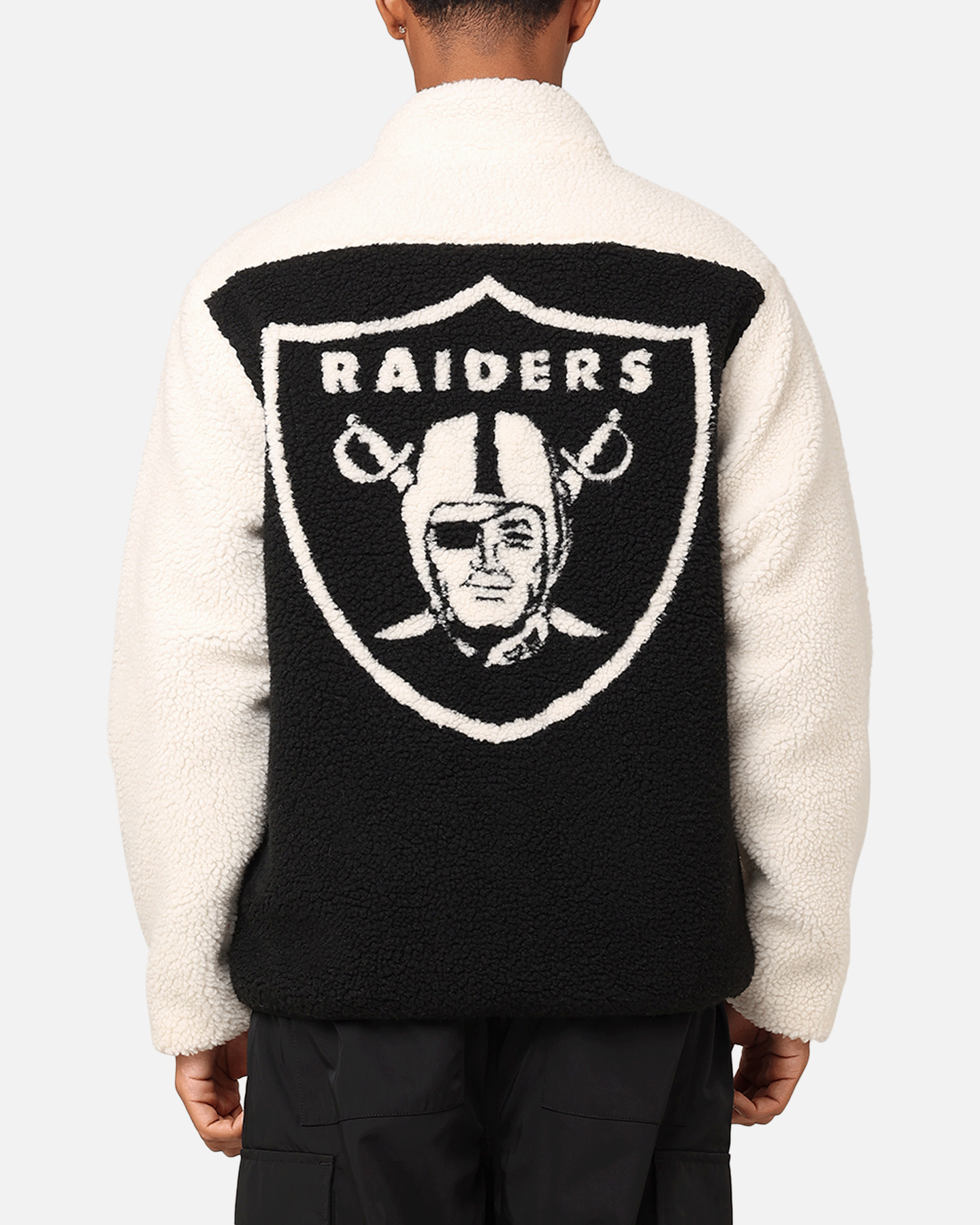 Majestic Athletic Las Vegas Raiders Sherpa Jacket Vintage White Majestic Athletic Las Vegas Raiders Sherpa Jacket Vintage White
