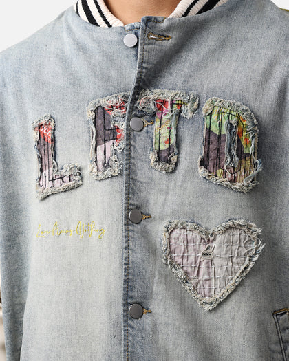 Lifted Anchors "Martina" Boro Denim Varsity Jacket Denim/Cream