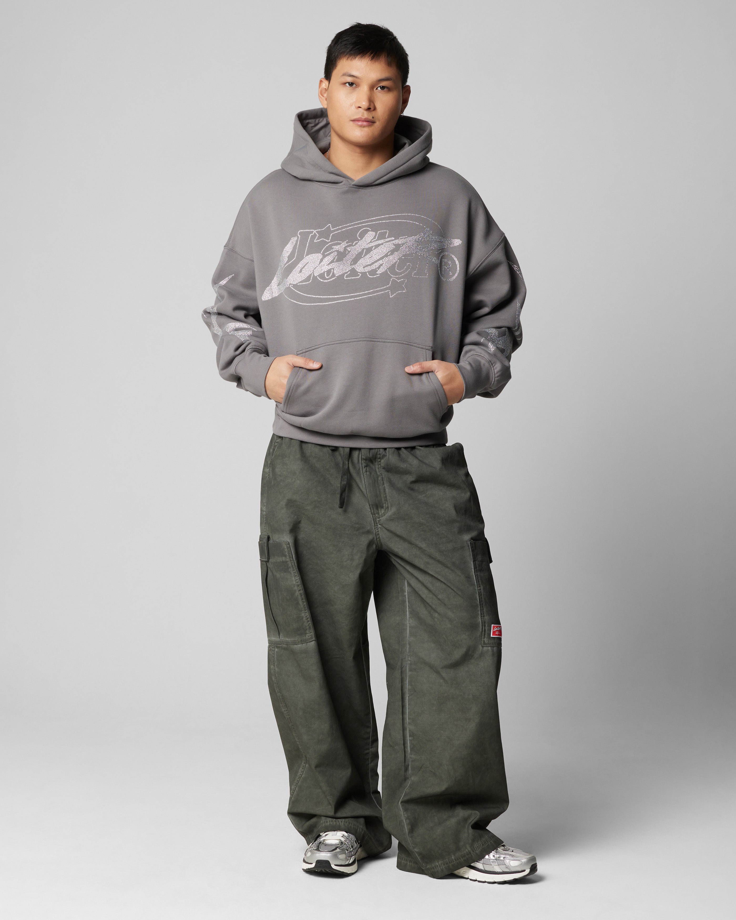 Loiter Atlantic Rhinestone Hoodie Charcoal | Culture Kings US
