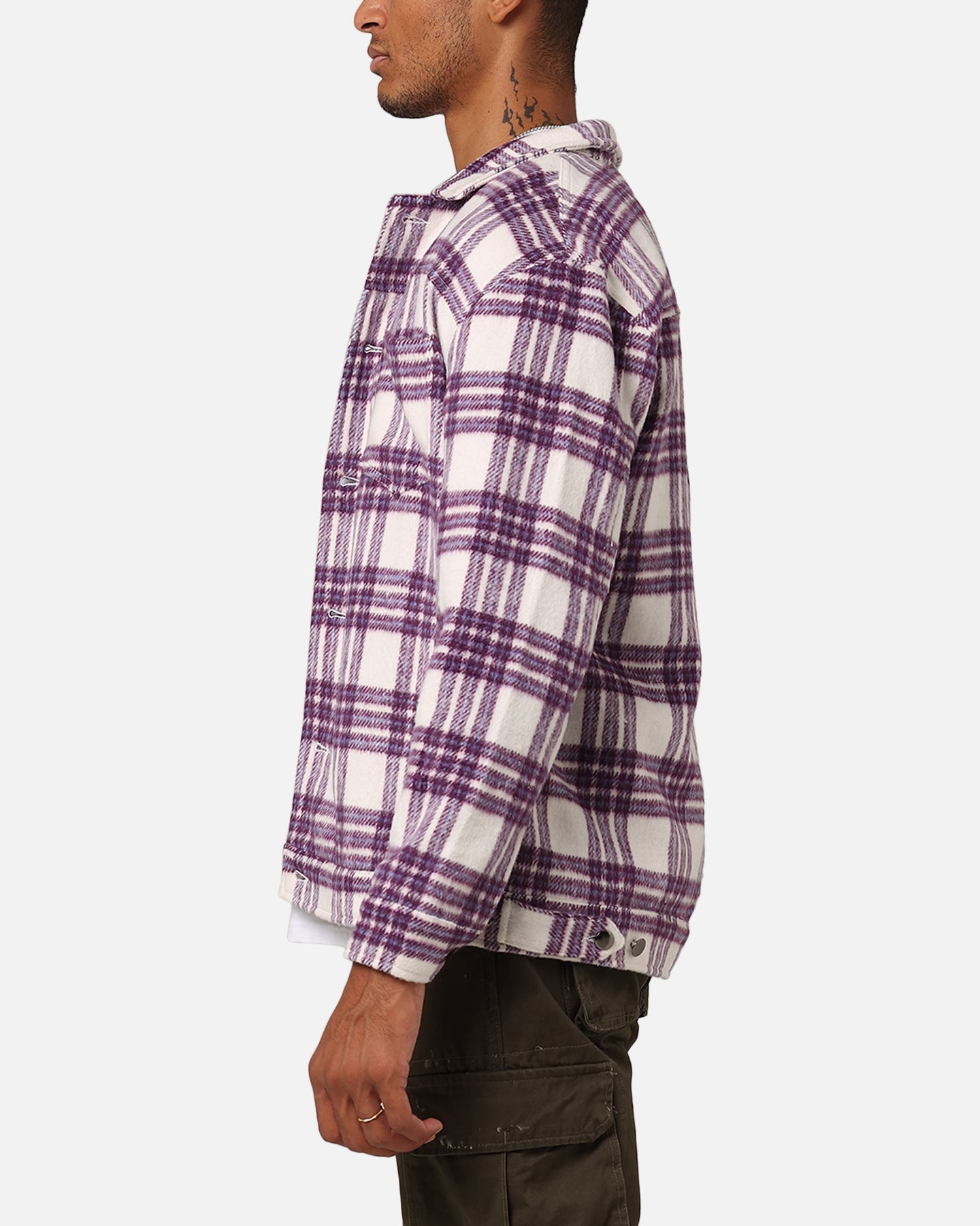 XXIII Darby Plaid Shacket Purple/White | Culture Kings US