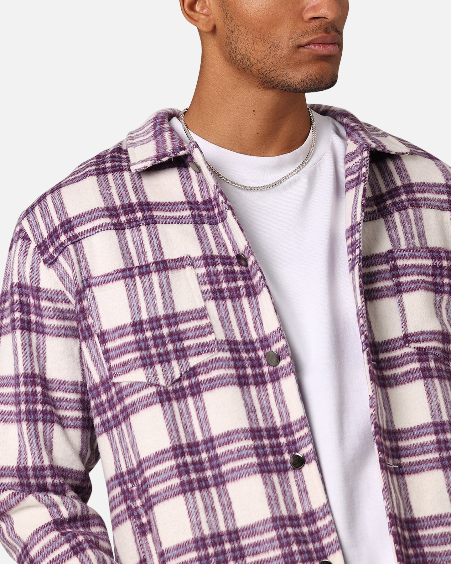 XXIII Darby Plaid Shacket Purple/White | Culture Kings US