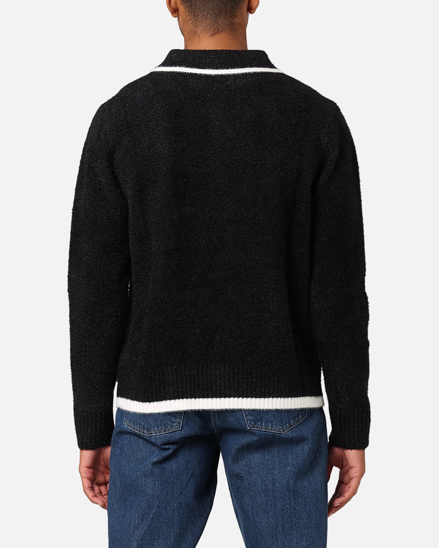 XXIII Fluffy Long Sleeve Polo Shirt Black | Culture Kings US