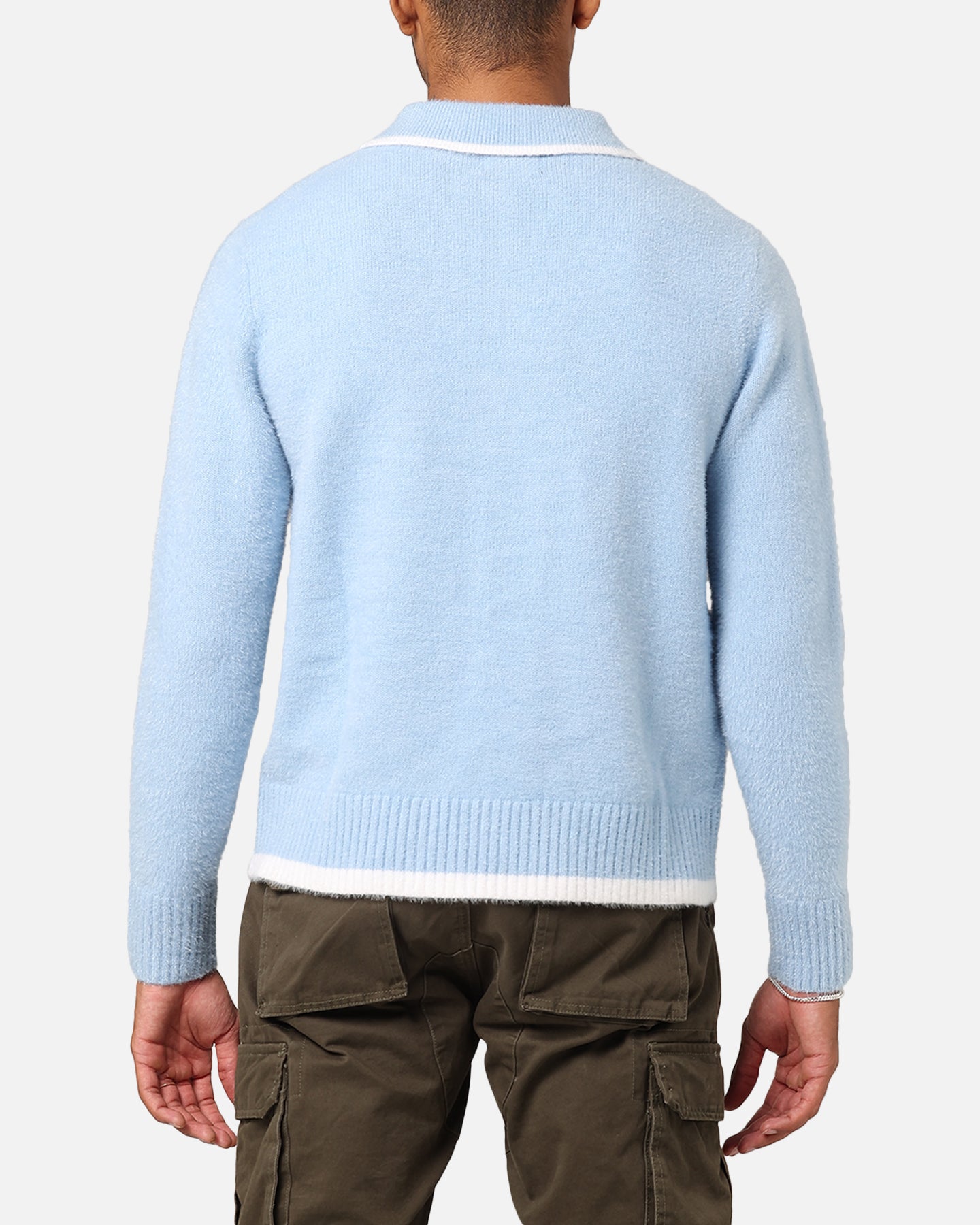 XXIII Fluffy Long Sleeve Polo Shirt Blue | Culture Kings US
