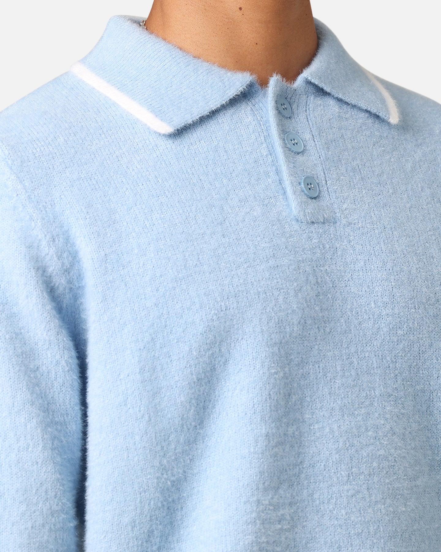 XXIII Fluffy Long Sleeve Polo Shirt Blue | Culture Kings US