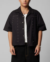 Loiter Riot Button Up Shirt Black