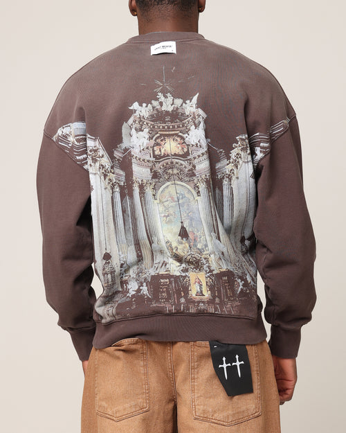 Saint Morta Divine Reverence Boxy Crewneck Brown