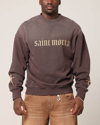Saint Morta Divine Reverence Boxy Crewneck Brown