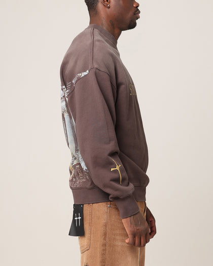 Saint Morta Divine Reverence Boxy Crewneck Brown