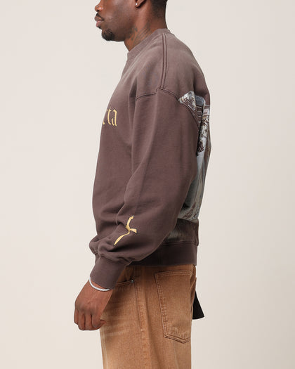 Saint Morta Divine Reverence Boxy Crewneck Brown