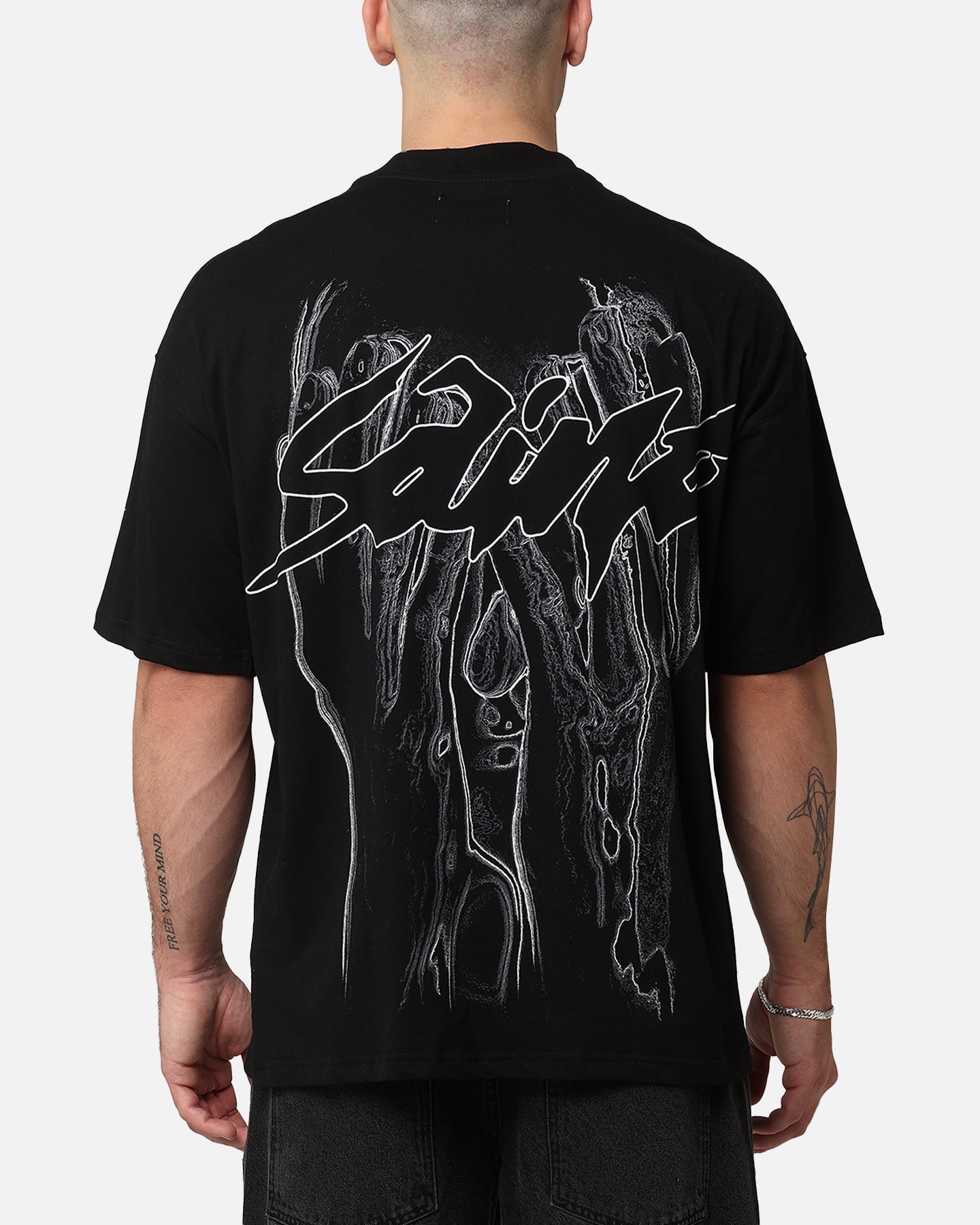 Saint Morta Veiled Mock Neck T-Shirt Black | Culture Kings US