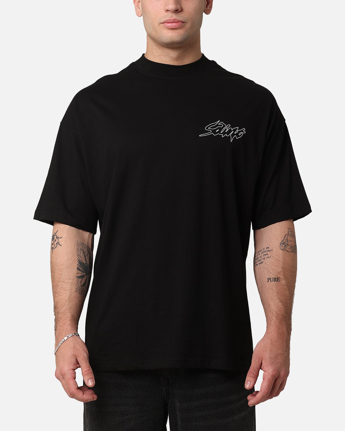 Saint Morta Veiled Mock Neck T-Shirt Black | Culture Kings US