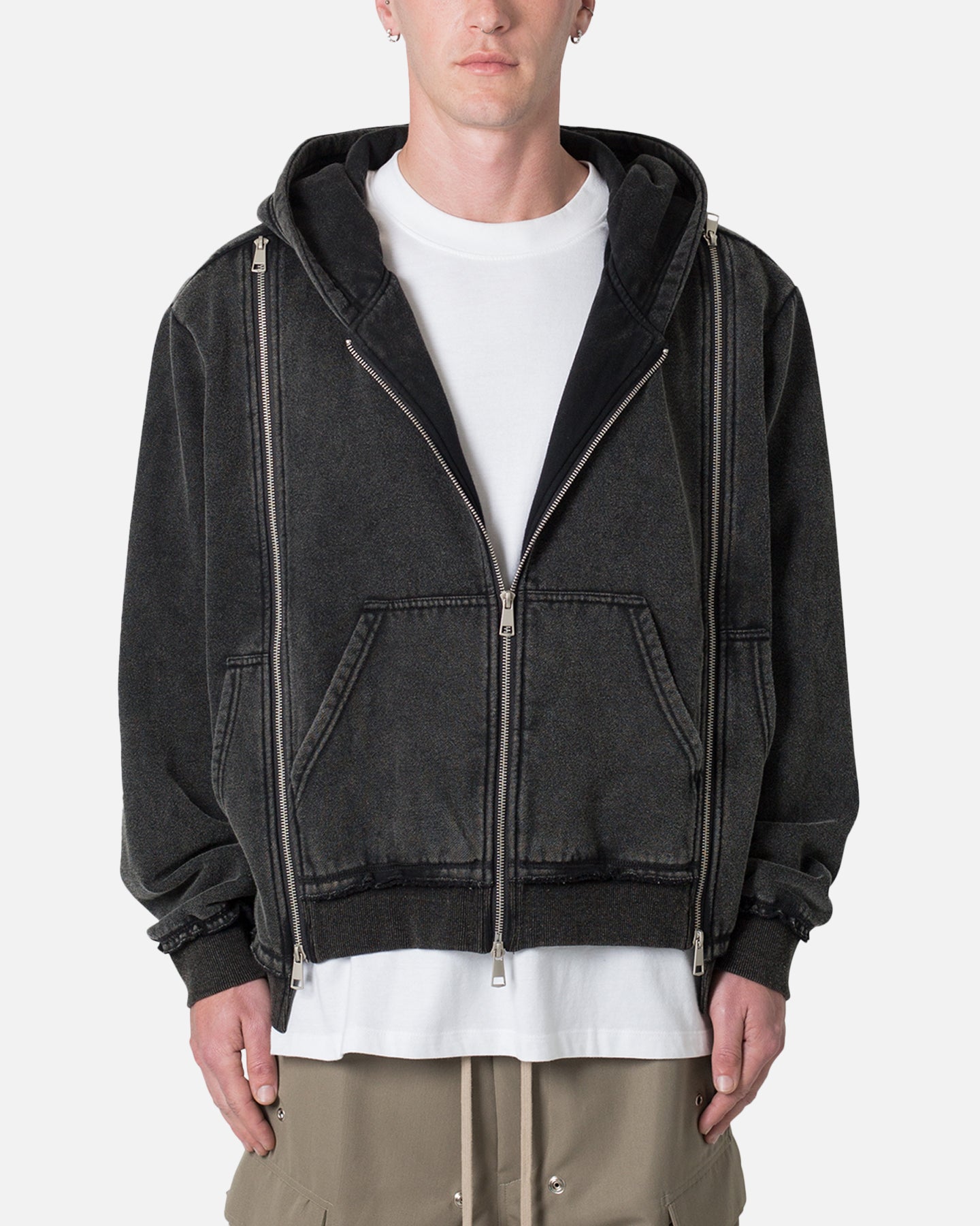 MNML Dual Zipper Hoodie Washed Black | Culture Kings US
