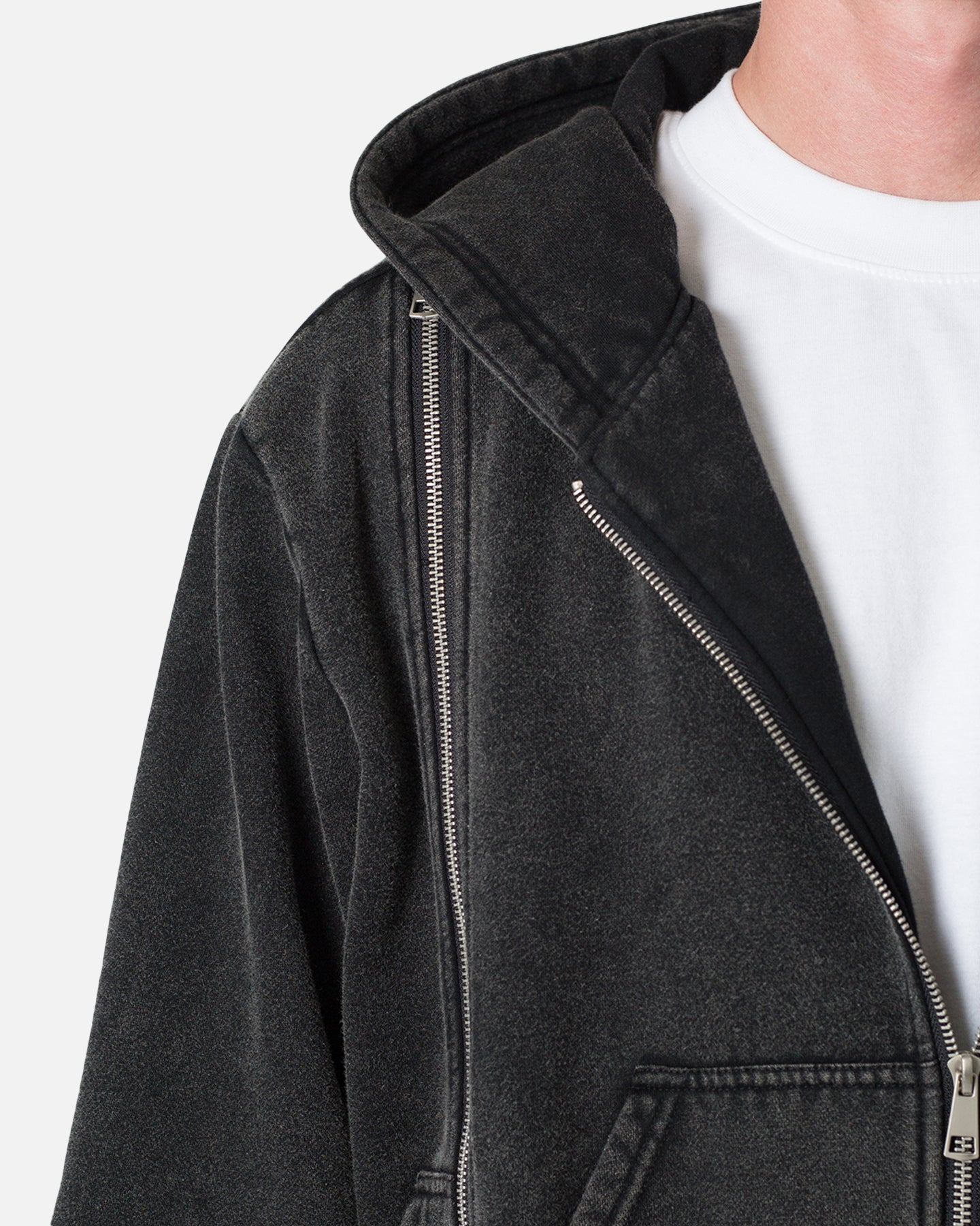 MNML Dual Zipper Hoodie Washed Black | Culture Kings US