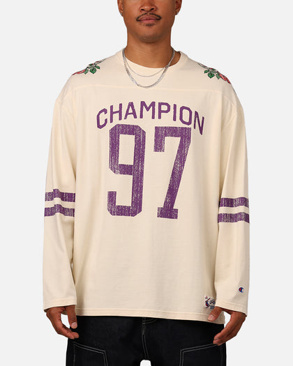 Champion 34 Half Time Long Sleeve Crewneck T-Shirt Natural