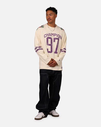 Champion 34 Half Time Long Sleeve Crewneck T-Shirt Natural
